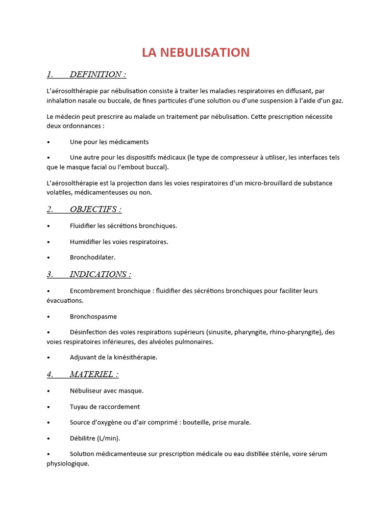 Aérosolthérapie : Guide de Nébulisation | PDF