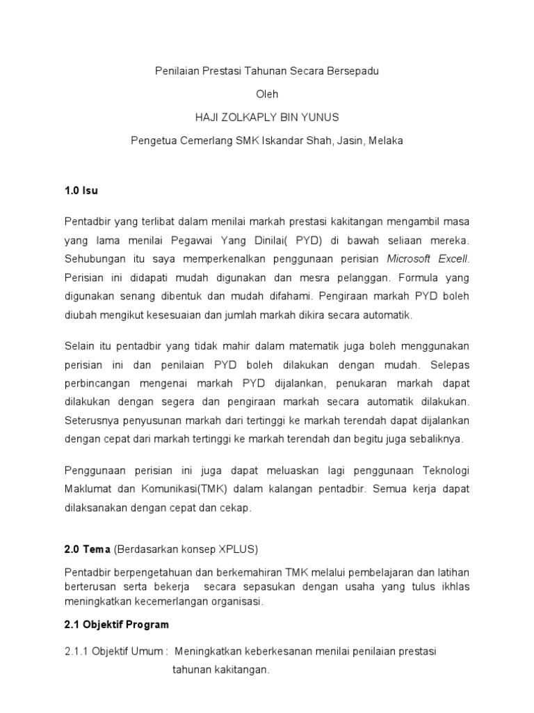 Penilaian Prestasi Tahunan Secara Bersepadu Pdf