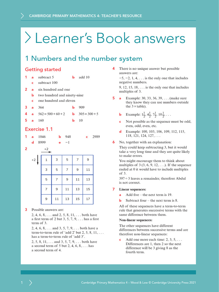 Cambridge Primary Maths 4 Teacher Guide | PDF | Shape | Rectangle