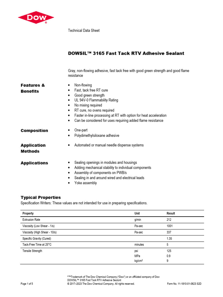 11 1810 01 3165 Fast Tack RTV Adhesive | PDF | Silicone | Adhesive