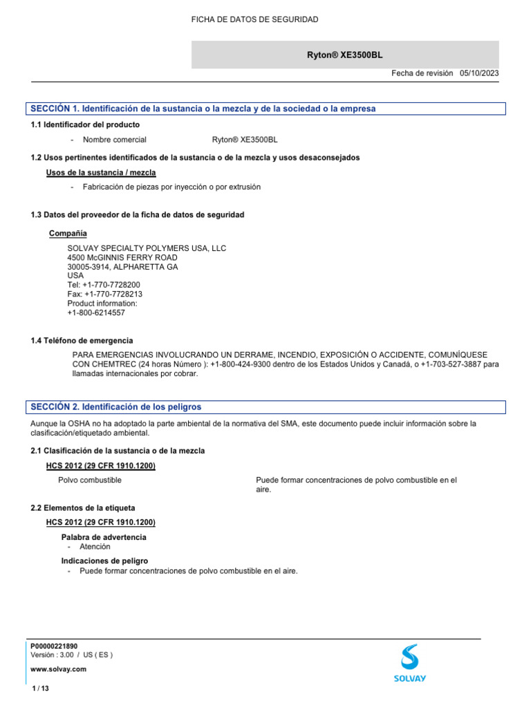 Ryton® XE3500BL | PDF | Sustancias químicas | Química