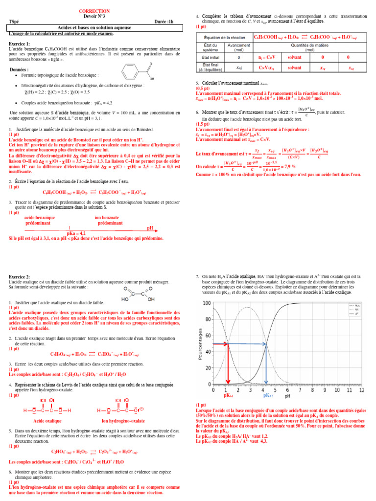 TSpé-Correction-Devoir N°3-Acides Et Bases en Solution Aqueuse | PDF ...
