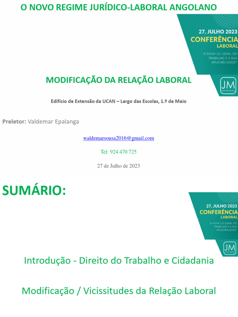 Conflab - Modif. Da Relação Laboral | PDF | Pessoal (trabalho) | Business