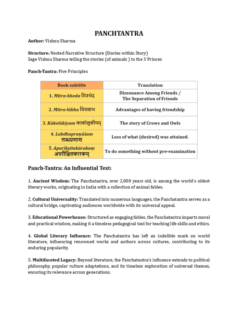 Story 1&2 (From Pancha-Tantra) | PDF