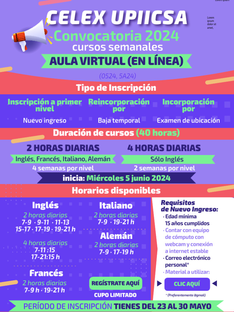Inscripción Cursos de Idiomas 2024 | PDF