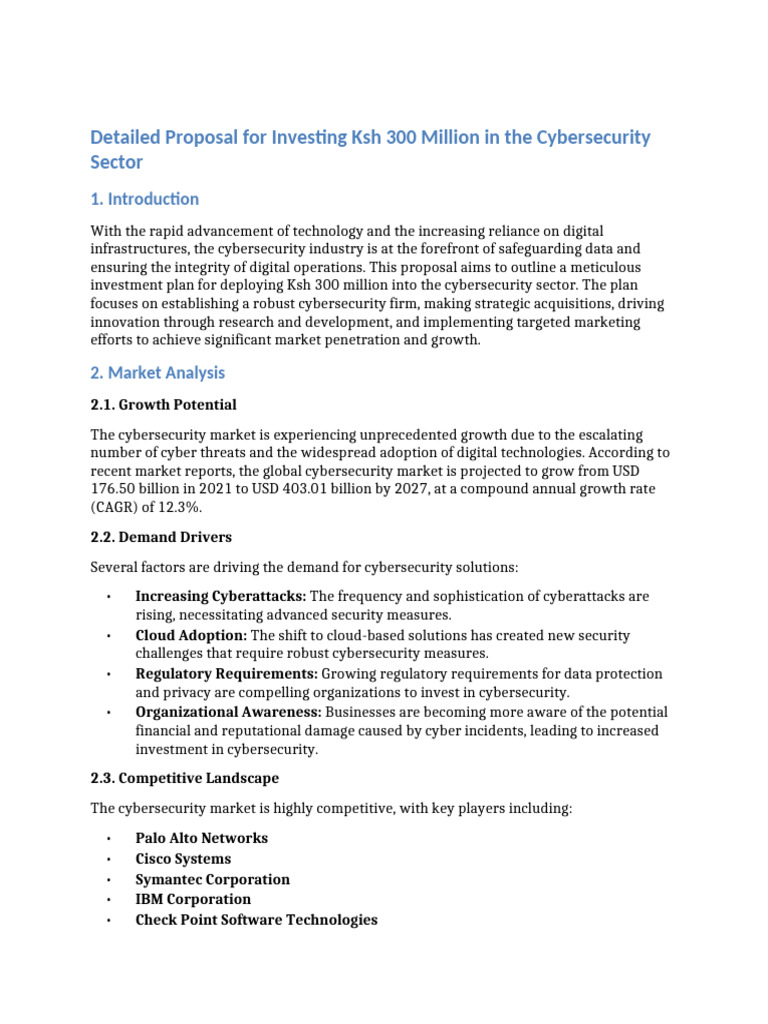 Ksh 300M Investment Proposal in Cybersecurity | PDF | Computer Security ...
