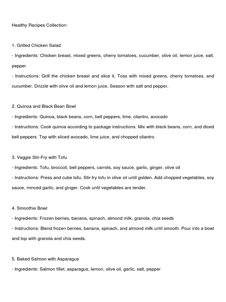 Healthy Recipe Ideas for Every Meal | PDF | Cooking, Food & Wine | Wellness