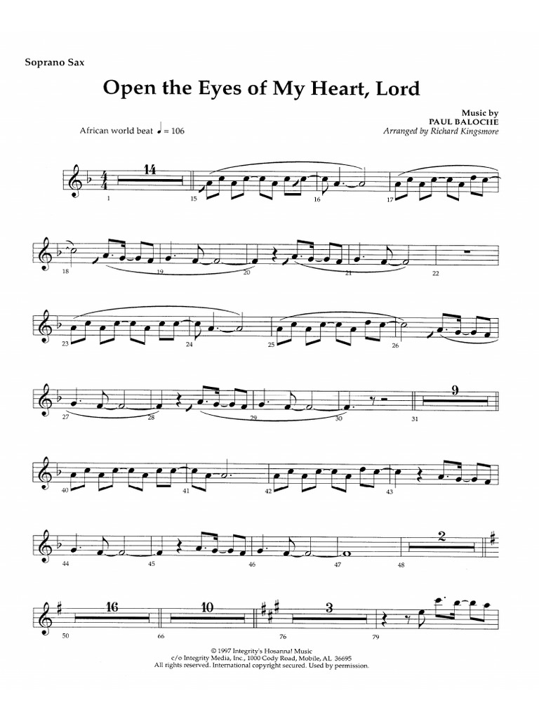 Open the eyes sax soprano pdf