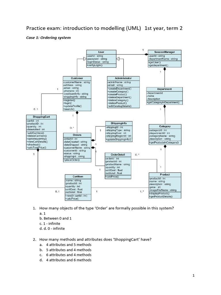 UML Modelling Practice Exam Questions | PDF | Use Case | Health Care