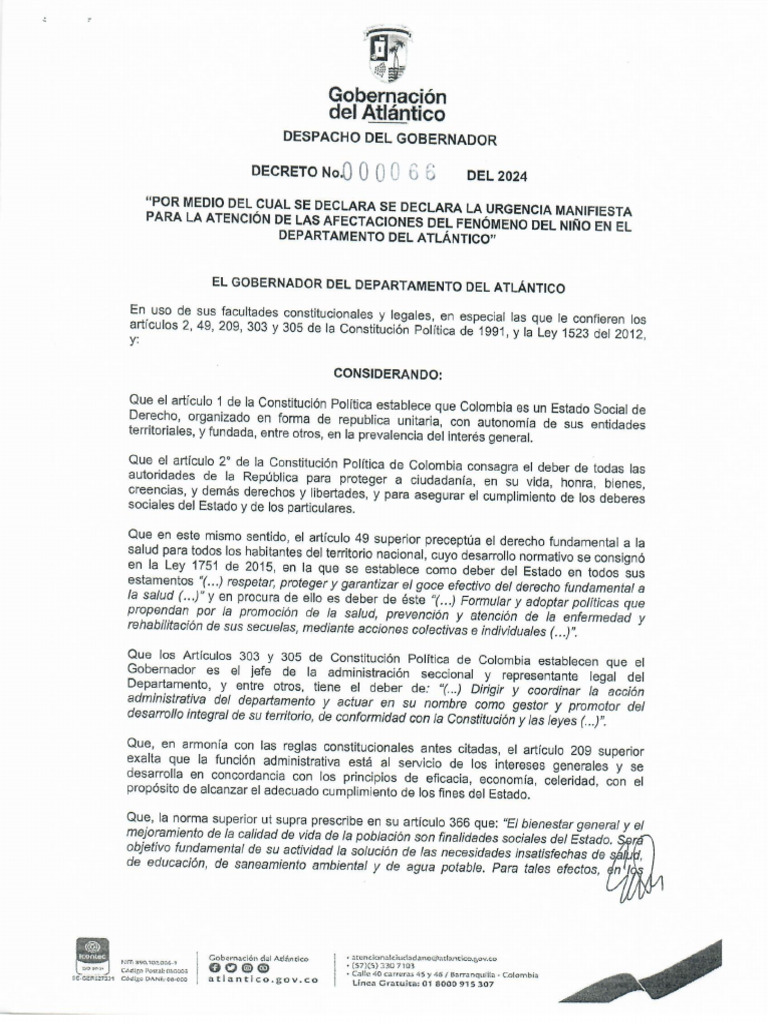 Decreto 0066 Del 2024 | PDF