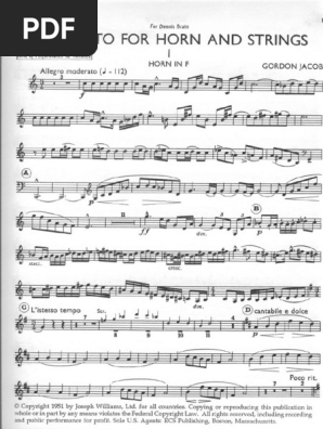 Jacob - Concert For Horn and Strings (Piano Reduction) | PDF