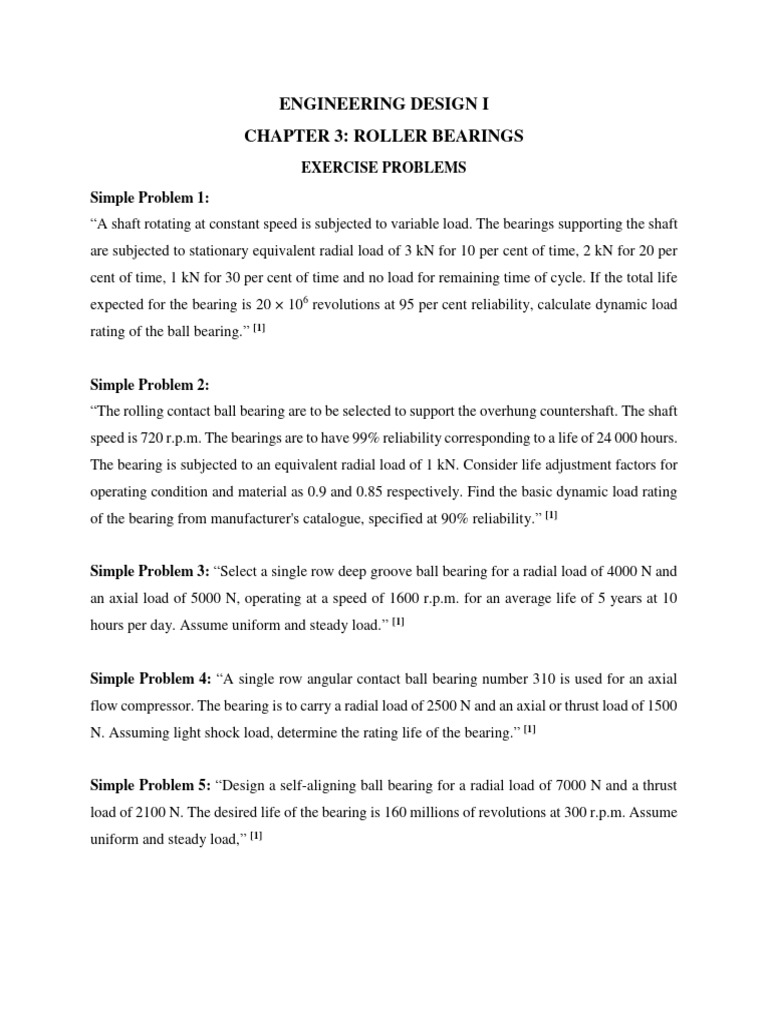 Exercise Problem - Ball Bearing | PDF | Bearing (Mechanical) | Machines