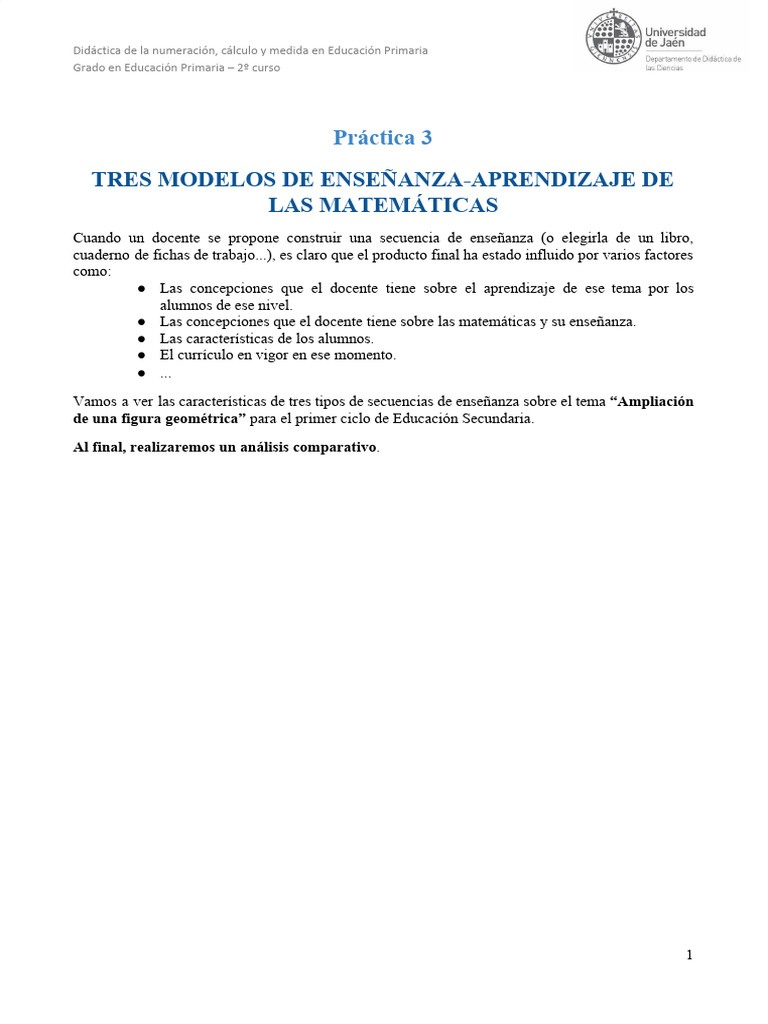 Práctica 3-Tres Modelos de Enseñanza | PDF | Enseñando | Maestros