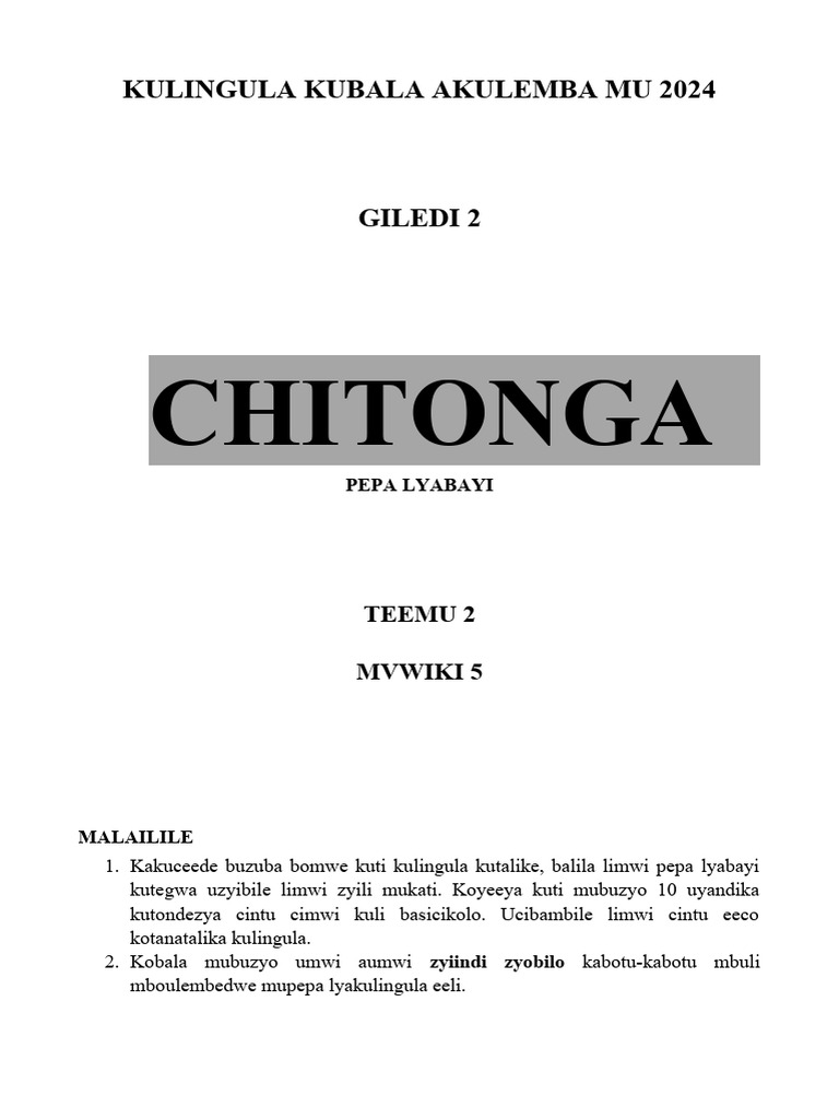 Chitonga Language Learning Guide | PDF