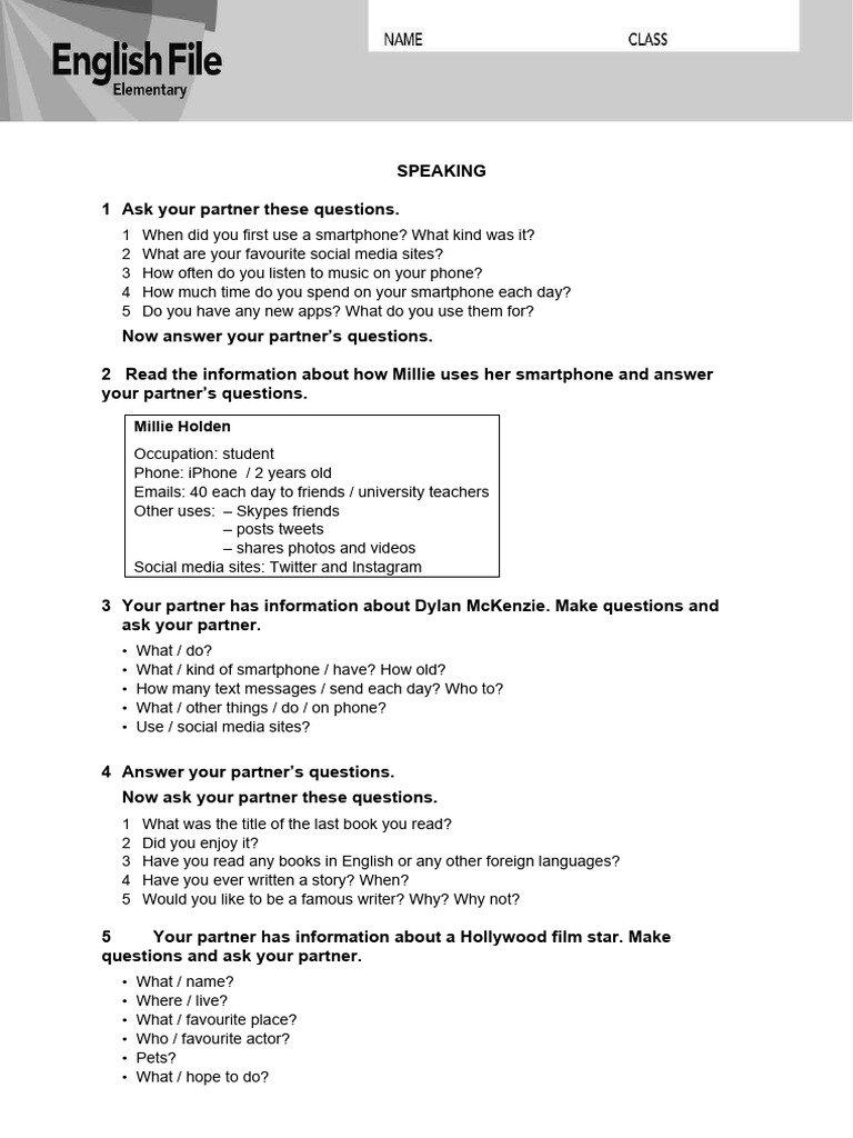 Test unit 11 and 12 english file elementary 4e speaking a pdf