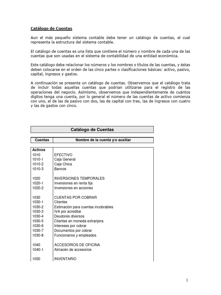 Catálogo de Cuentas Contables | PDF | Contabilidad | Bancos