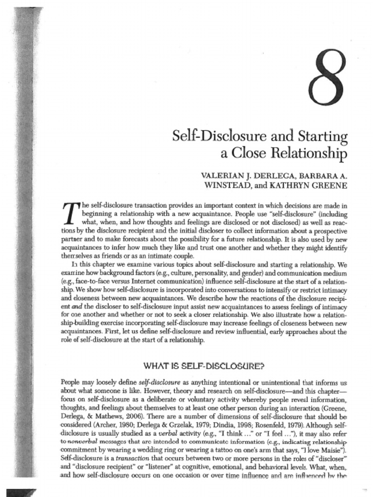 Derlega et al self disclosure and starting a close relationship pdf
