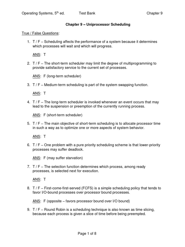 Uniprocessor Scheduling Guide | PDF | Scheduling (Computing) | Process ...