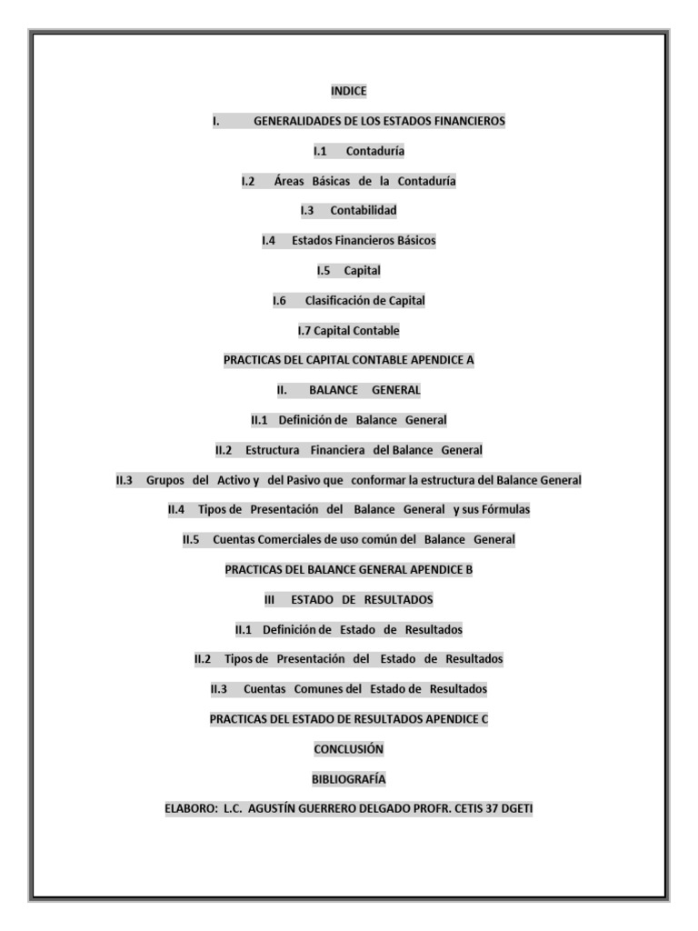 Apuntes Formula Estados Financieros De Las Empresas Descargar Gratis