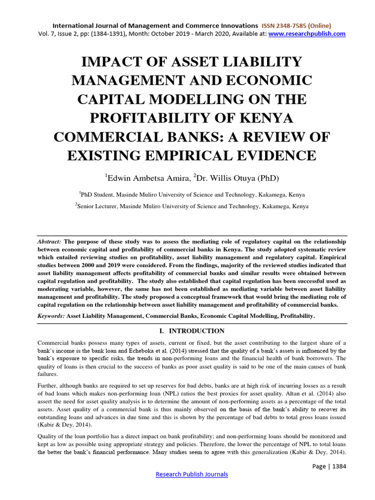 Impact Of Asset Liability Management Download Free Pdf Banks