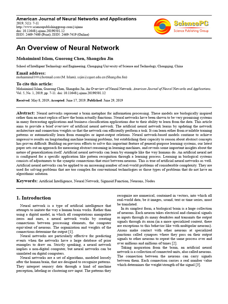 Overview of Artificial Neural Networks | PDF | Artificial Neural ...