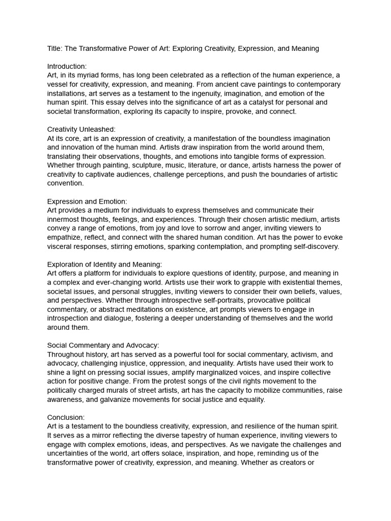 Art | PDF | Creativity | Emotions