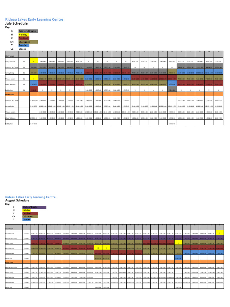 July Schedual | PDF