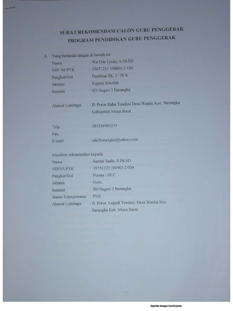 Surat Rekomendasi | PDF