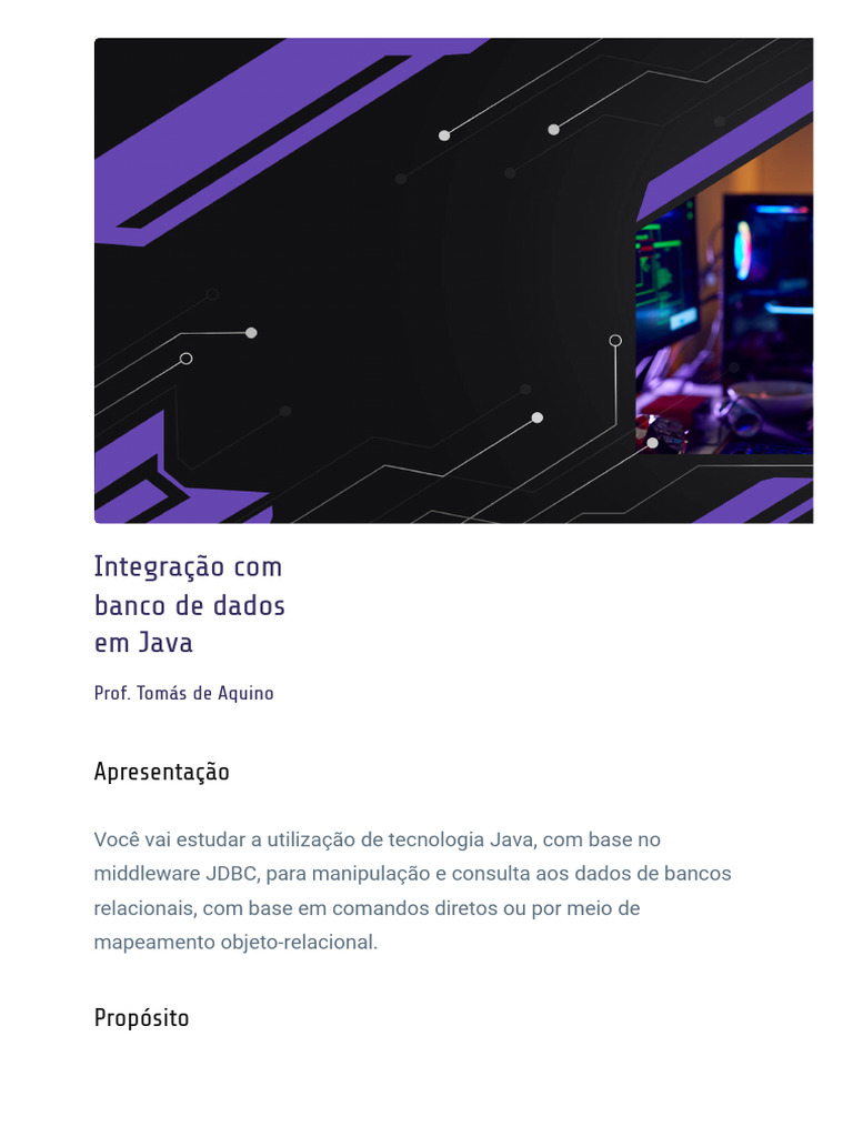 Integração Java e Banco de Dados JDBC | PDF | Classe (programação de ...
