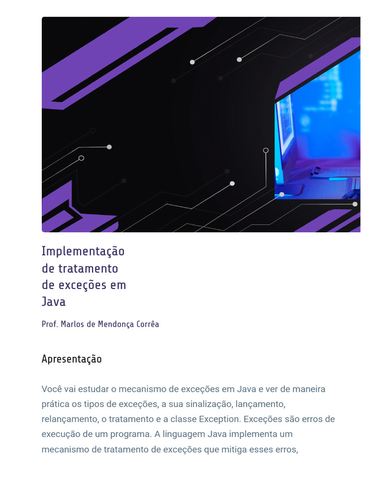 Tratamento de Exceções em Java | PDF | Classe (programação de ...