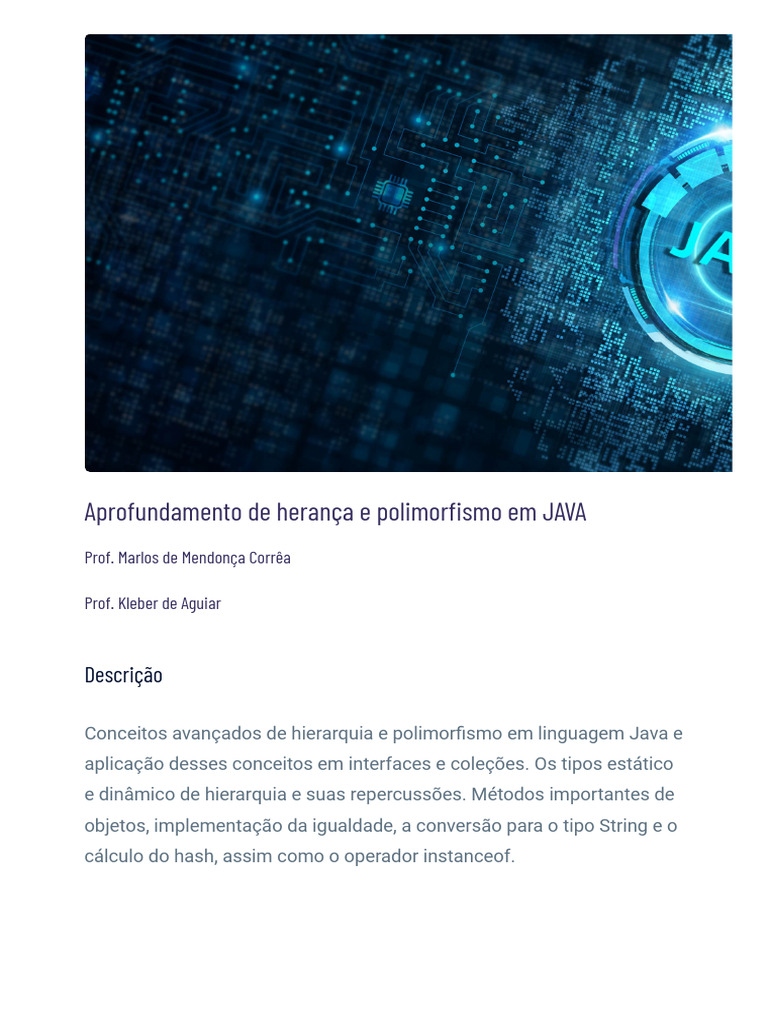Polimorfismo e Herança em Java | PDF | Classe (programação de ...