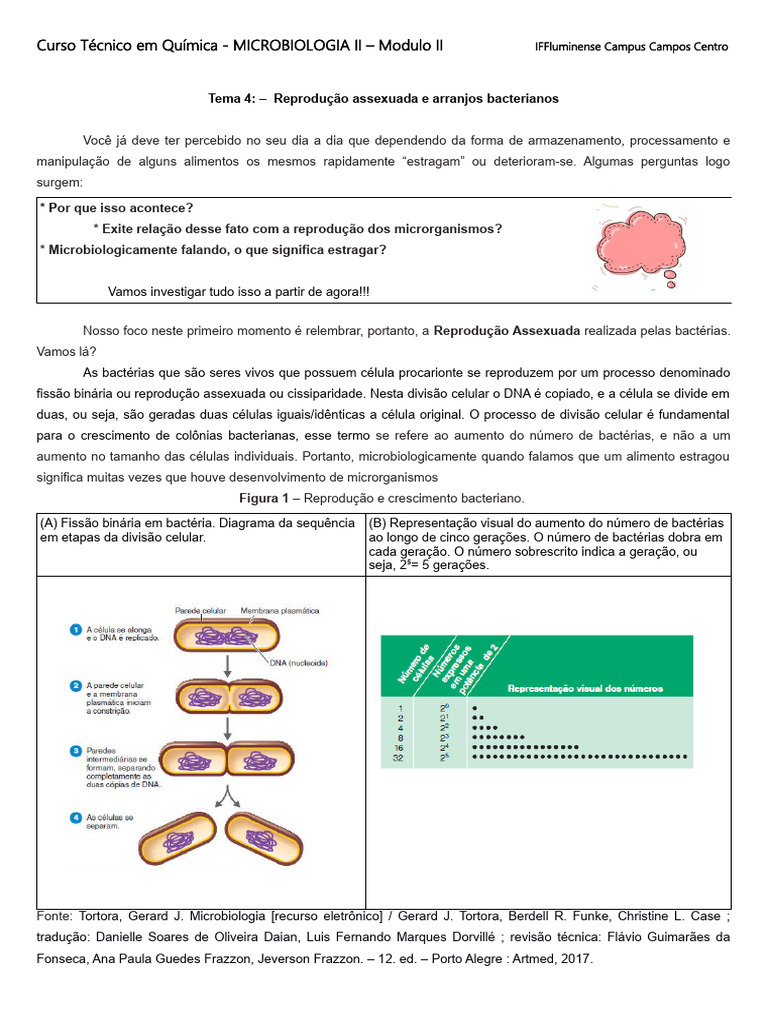 Atividade Micro II Mod II - Tema 4 Divisão e arranjos bacterianos | PDF ...