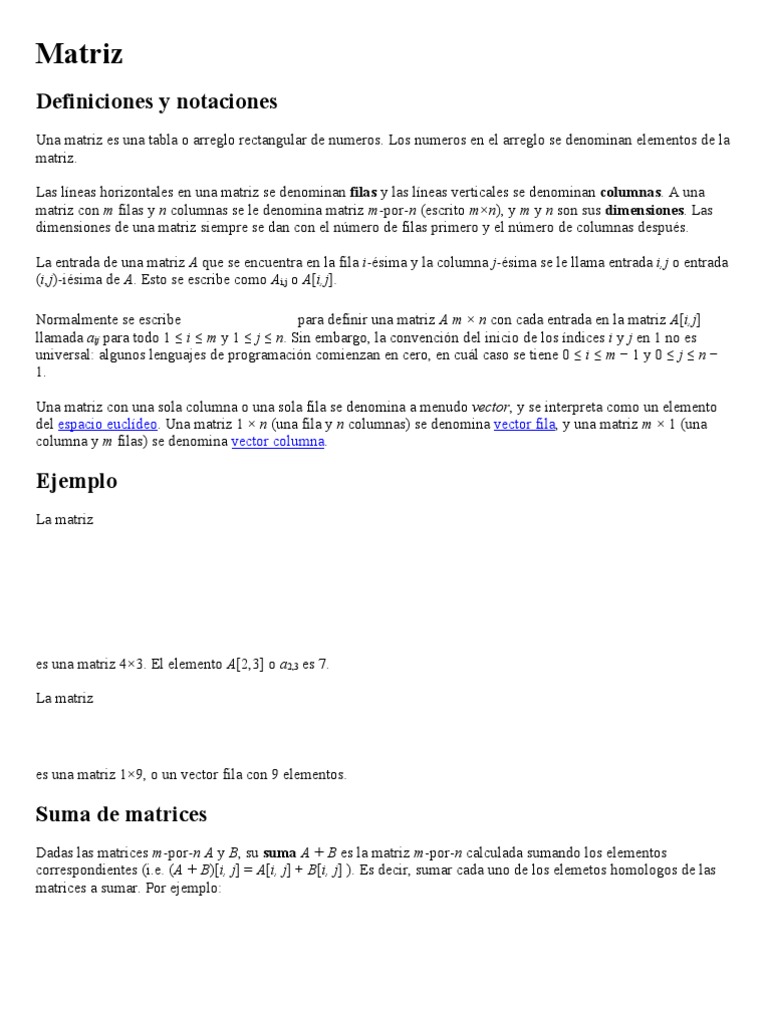 Definición y propiedades de matrices | PDF | Degradado | Matriz ...
