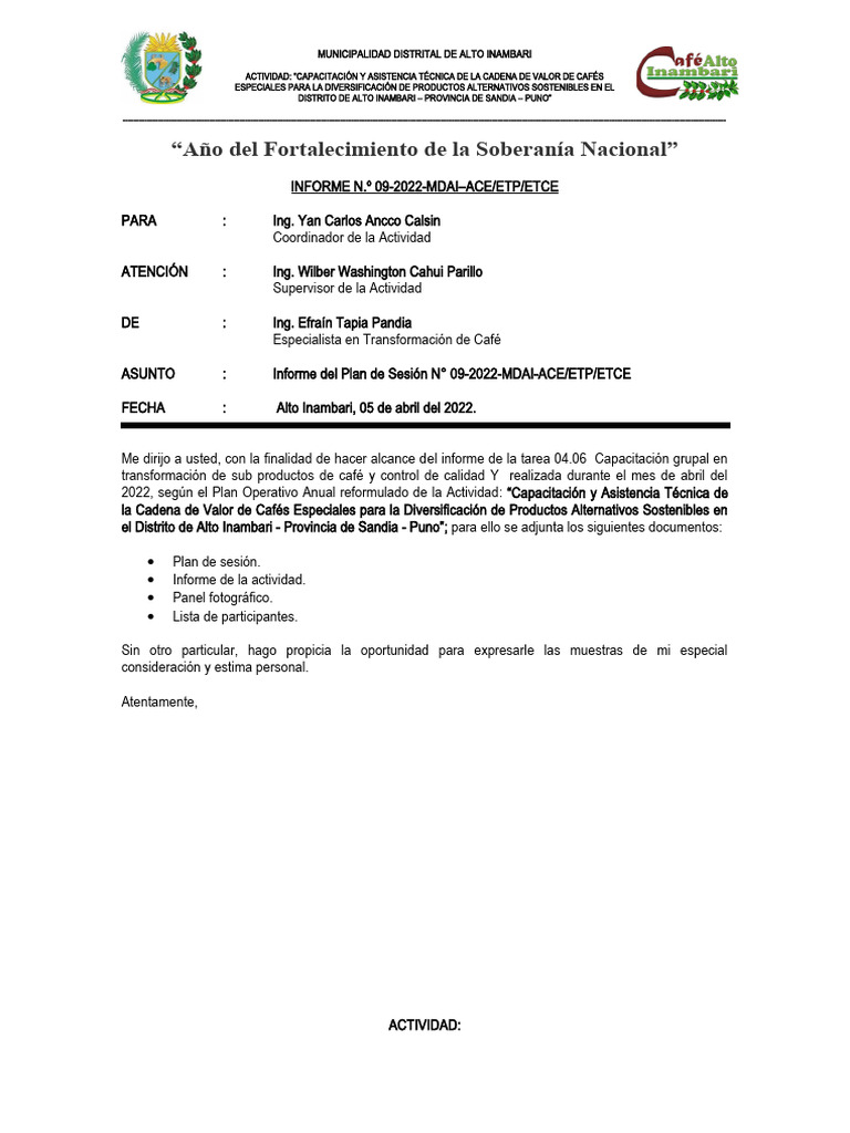 Informe 009 (04.06) | PDF | café | Bebidas calientes