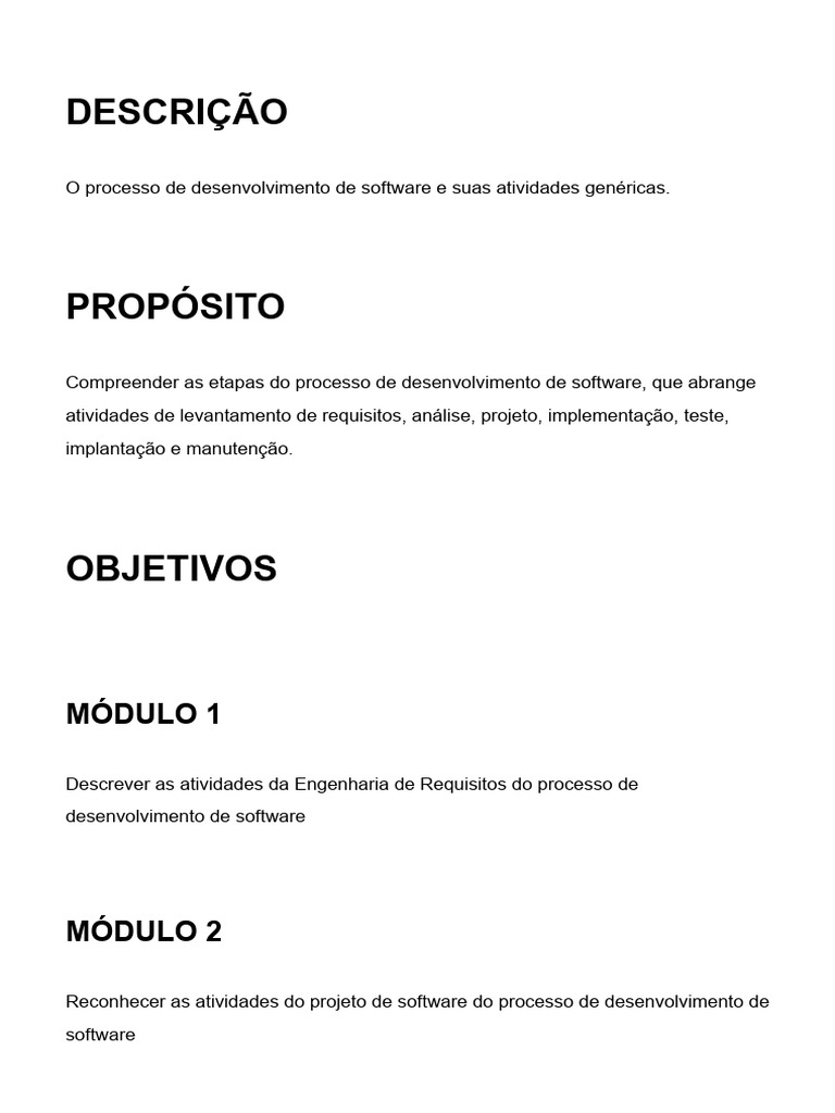 Etapas do Desenvolvimento de Software | PDF | Testes de software ...