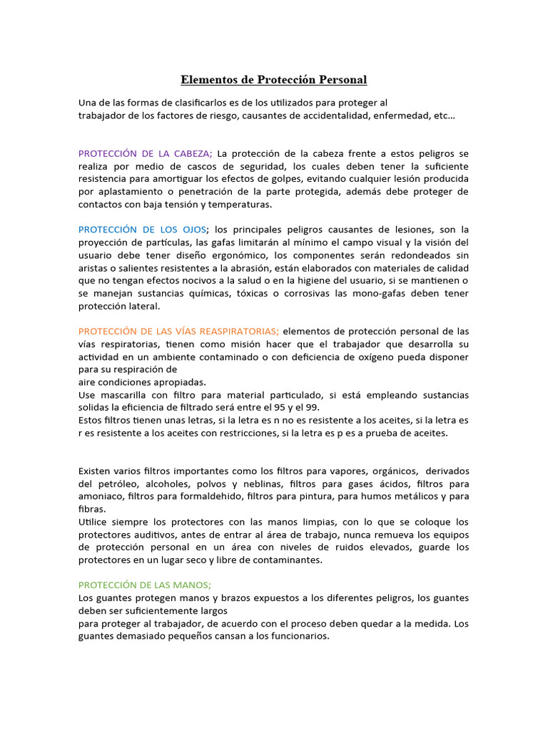 Elementos De Protección Personal 12 Pdf Guante Caucho Natural