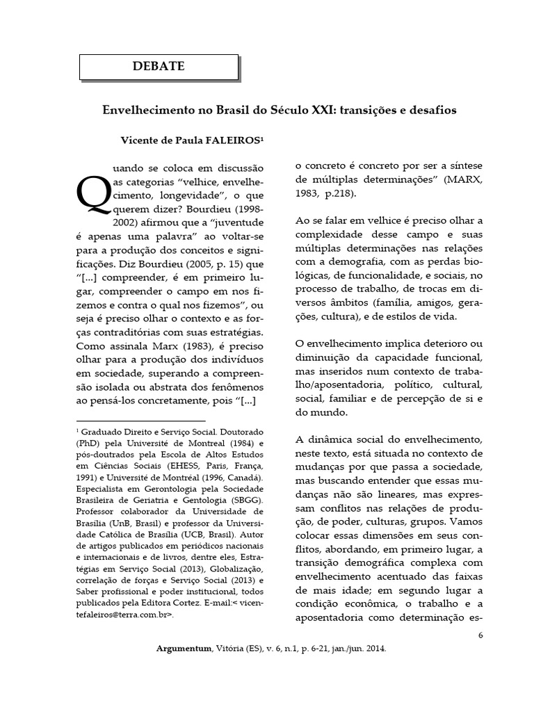 Desafios do Envelhecimento no Brasil | PDF | Envelhecimento | Terceira ...