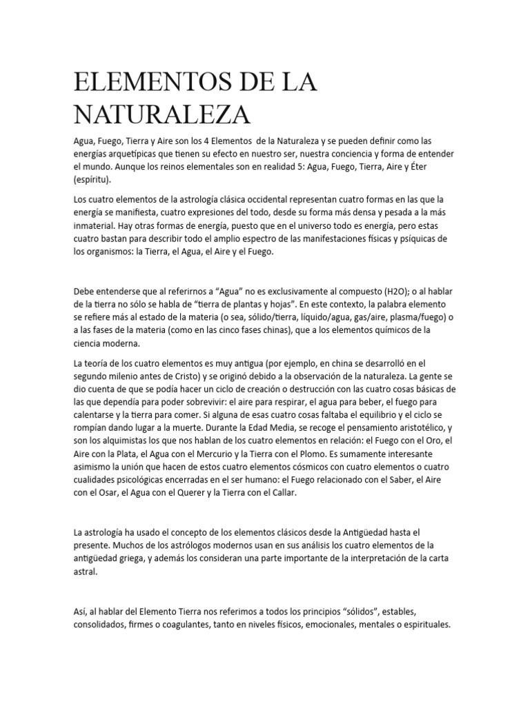 Elementos de La Naturaleza | PDF | Naturaleza | Agua