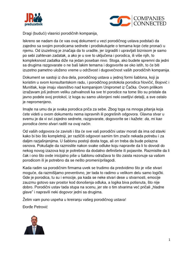Porodicni Ustav Sablon | PDF
