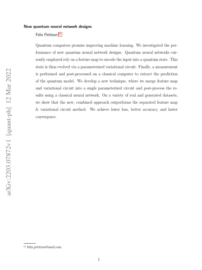 Quantum Neural Network Design Advances | PDF | Artificial Neural ...