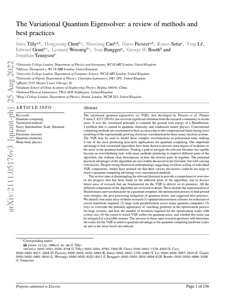 Quantum Eigensolver: A Comprehensive Review | PDF | Quantum Computing ...