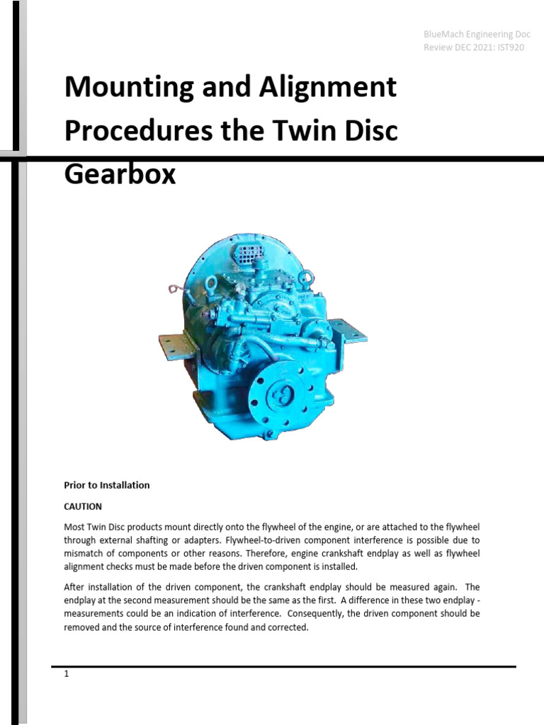 Gearbox Alignment Procedure Download Free PDF Machines Mechanical