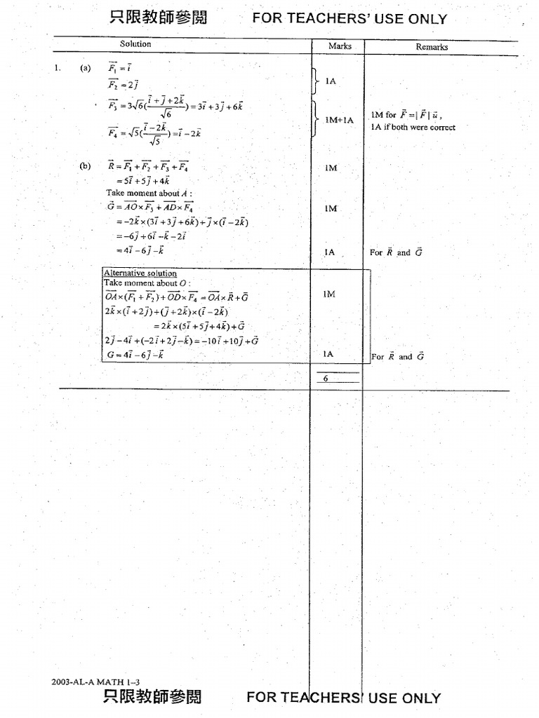 AL Applied Mathematics 2003 Paper1+2 (MS) | PDF