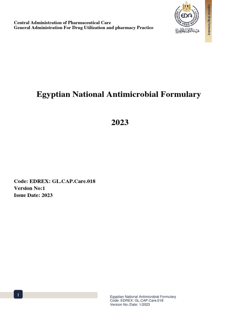 Egyptian National Antimicrobial Formulary 2023 | PDF | Dose ...