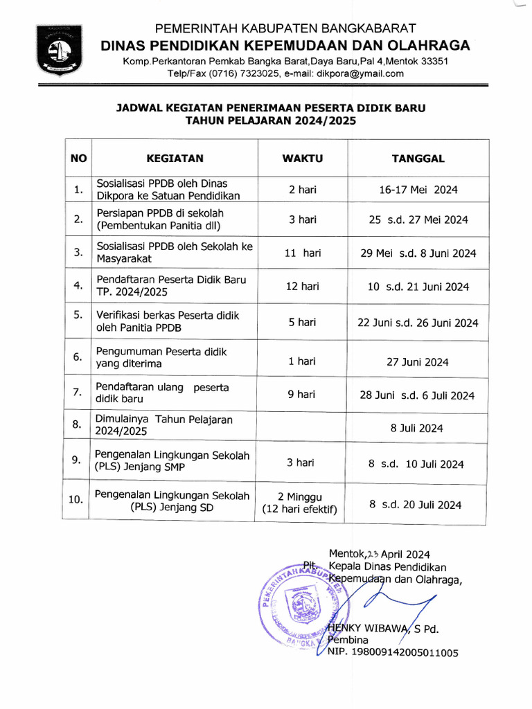 Jadwal Ppdb 2024 2025 Bangka Barat Pdf