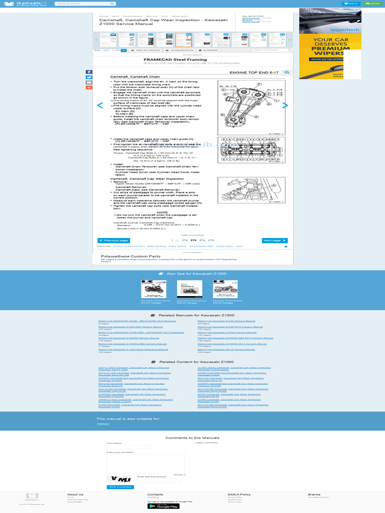 Camshaft, Camshaft Cap Wear Inspection - Kawasaki Z1000 Service