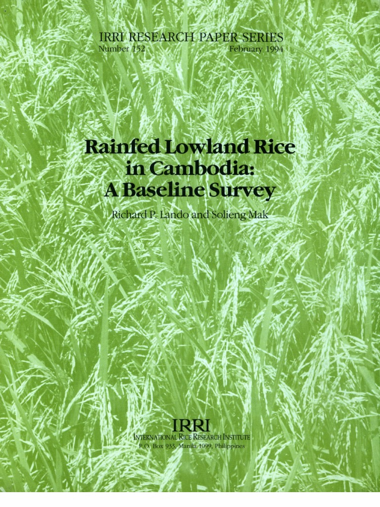 IRPS 152 Rainfed Lowland Rice in Cambodia: A Baseline Survey | PDF