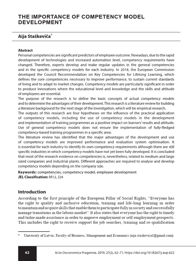 The Importance Of Competency Model Development Download Free Pdf