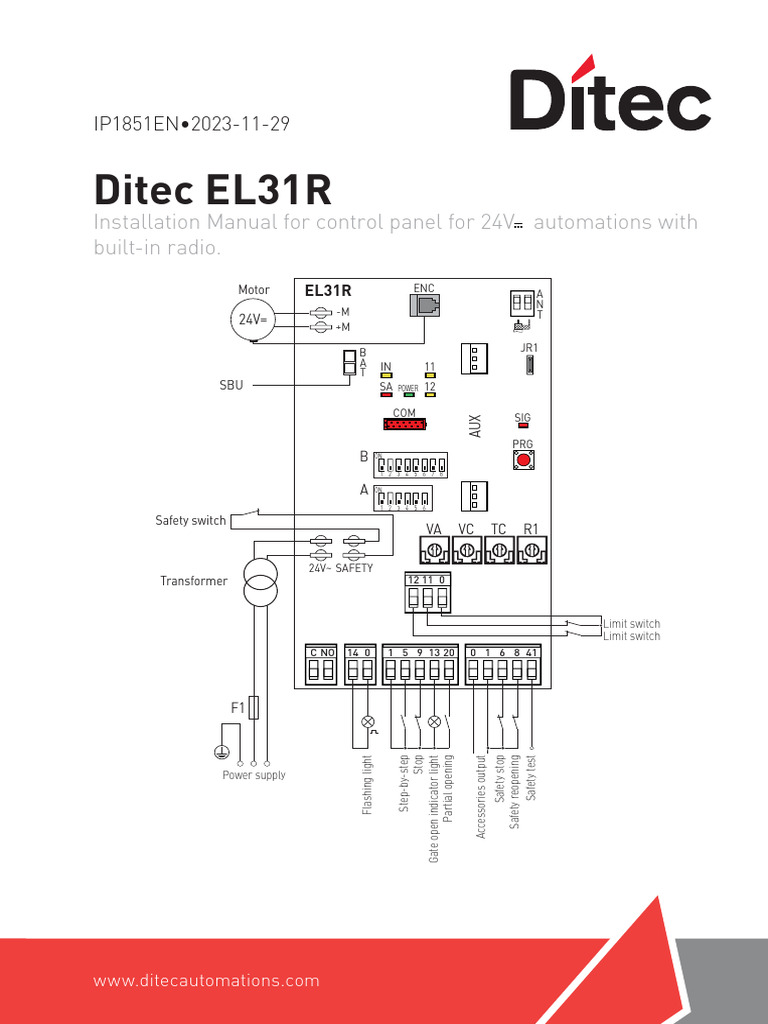 Ditec EL31R Control Panel Manual | PDF | Automation | Radio