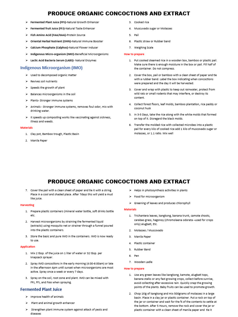 Organic Concoctions for Agriculture | PDF | Soil | Drink
